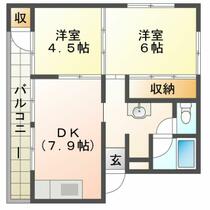 ベターアール柏崎 102 ｜ 青森県八戸市柏崎４丁目（賃貸マンション2DK・1階・45.72㎡） その2