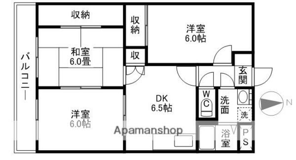 ユーミーあけぼの 201｜愛媛県四国中央市中曽根町(賃貸マンション3DK・2階・60.97㎡)の写真 その2