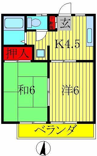 グランドハイツコタケ A｜千葉県柏市明原２丁目(賃貸アパート2K・1階・34.00㎡)の写真 その2