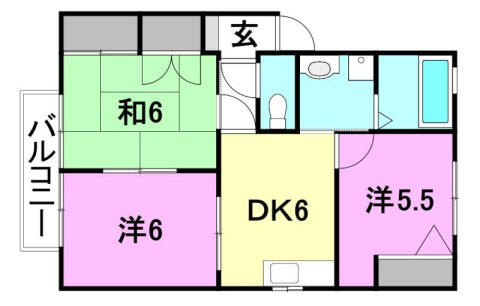 サンシャインＣ・Ｄ D202｜愛媛県松山市北条辻(賃貸アパート3DK・2階・52.14㎡)の写真 その1