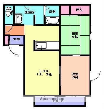 プログレッセＹＵＹＵ　Ａ棟 202｜岩手県一関市字北ほうりょう(賃貸アパート2LDK・2階・47.69㎡)の写真 その2