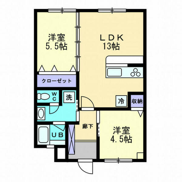 愛媛県松山市道後町１丁目(賃貸マンション2LDK・2階・53.06㎡)の写真 その2