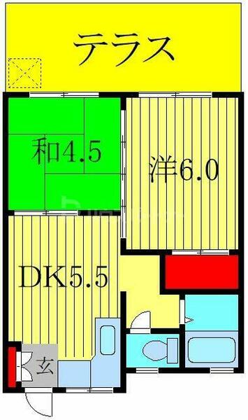森田マンション 105｜千葉県我孫子市根戸(賃貸マンション2DK・1階・36.45㎡)の写真 その2
