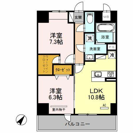 埼玉県さいたま市大宮区北袋町１丁目(賃貸マンション2LDK・9階・57.07㎡)の写真 その2