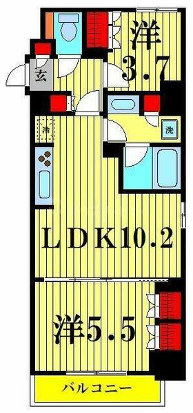 クレストコート押上Ｎｏｒｔｈ 703｜東京都墨田区向島４丁目(賃貸マンション2LDK・7階・46.41㎡)の写真 その2