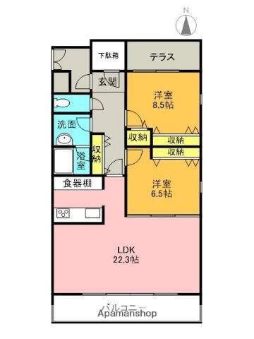 ｃｕｏｒｅ｜栃木県佐野市堀米町(賃貸マンション2LDK・5階・88.98㎡)の写真 その2