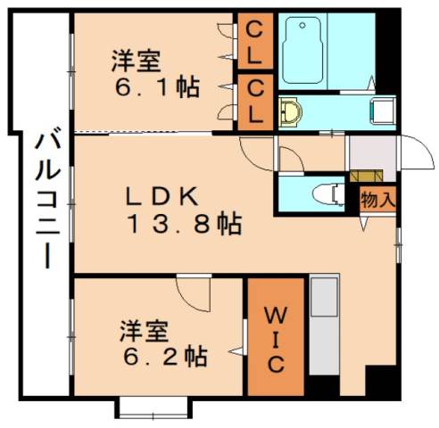 カーサ宮ノ前Ⅱ｜福岡県飯塚市川津(賃貸マンション2LDK・4階・60.29㎡)の写真 その2