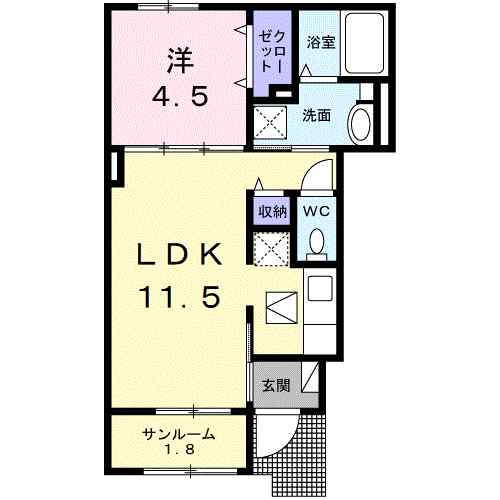 デイジー 102｜愛媛県今治市鐘場町２丁目(賃貸アパート1LDK・1階・40.03㎡)の写真 その2