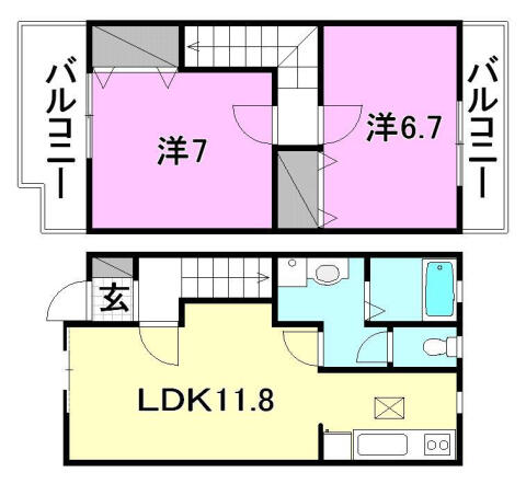 フォンテーヌパルクＭ　Ｂ棟 105｜愛媛県伊予郡砥部町重光(賃貸アパート2LDK・1階・60.82㎡)の写真 その2