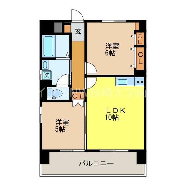 Ｒｅｓｉｄｅｎｃｅ赤迫｜長崎県長崎市赤迫２丁目(賃貸マンション2LDK・6階・49.60㎡)の写真 その2