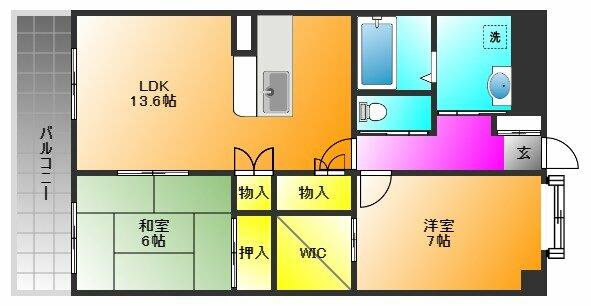 ステラコート参番館｜福岡県久留米市西町(賃貸マンション2LDK・1階・65.00㎡)の写真 その2