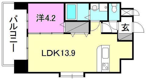 サザン　ステラ 402｜愛媛県松山市小坂３丁目(賃貸マンション1LDK・4階・39.04㎡)の写真 その2