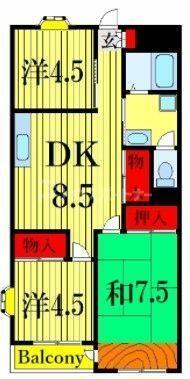 第二プラムフラワーガーデン 2A｜東京都江戸川区西瑞江３丁目(賃貸マンション3DK・2階・54.00㎡)の写真 その2