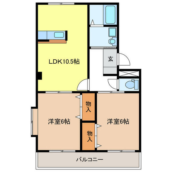 ピュアエクセレンス 102｜岐阜県岐阜市本荘西２丁目(賃貸マンション2LDK・1階・49.50㎡)の写真 その2