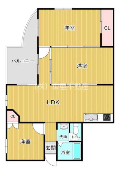 ＹＵＩ－５ 203｜熊本県熊本市北区植木町植木(賃貸マンション3LDK・2階・56.38㎡)の写真 その2