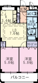 ＡＩ　ＤＡＩＴＯＫＵⅡ 201｜愛知県一宮市北今字苗代三ノ切(賃貸アパート2LDK・2階・50.76㎡)の写真 その2