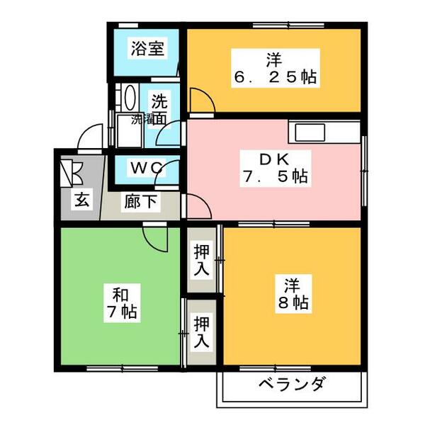 ロワールみわ　Ａ棟 201｜長野県長野市三輪９丁目(賃貸アパート3DK・2階・62.49㎡)の写真 その2