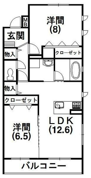 静岡県浜松市浜名区貴布祢(賃貸マンション2LDK・5階・64.79㎡)の写真 その2