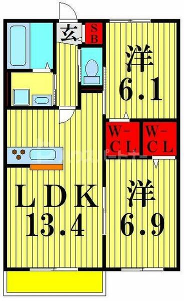 グラントレ宮城｜東京都足立区宮城１丁目(賃貸アパート2LDK・2階・58.69㎡)の写真 その2