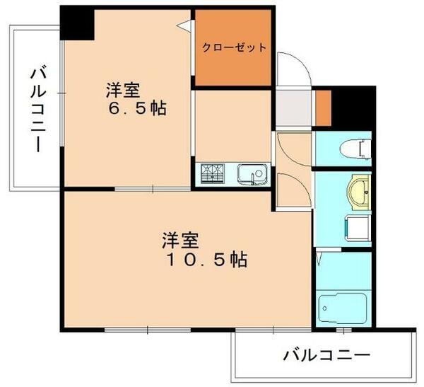 ＣｏＣｏメゾン｜福岡県北九州市小倉北区下到津１丁目(賃貸マンション2K・6階・43.49㎡)の写真 その2