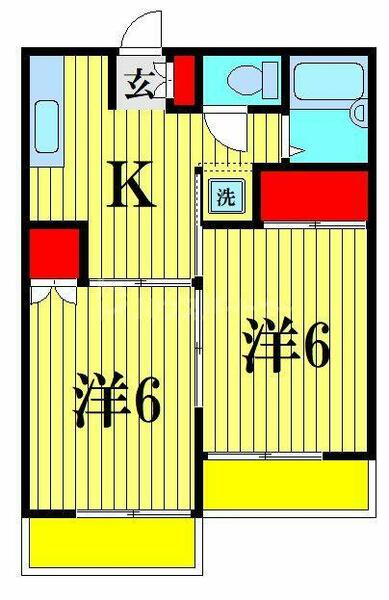 リラ西船 203｜千葉県船橋市上山町１丁目(賃貸アパート2K・2階・39.60㎡)の写真 その2