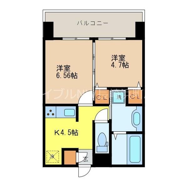 フェリーチェ梅香崎｜長崎県長崎市梅香崎町(賃貸マンション2K・6階・37.04㎡)の写真 その2