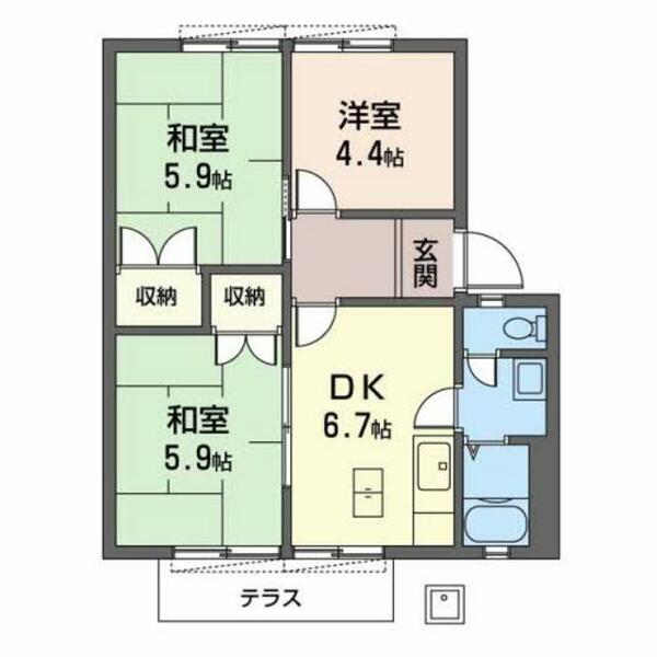 ディアス一本松 0105｜和歌山県御坊市藤田町吉田(賃貸アパート3DK・1階・50.90㎡)の写真 その2