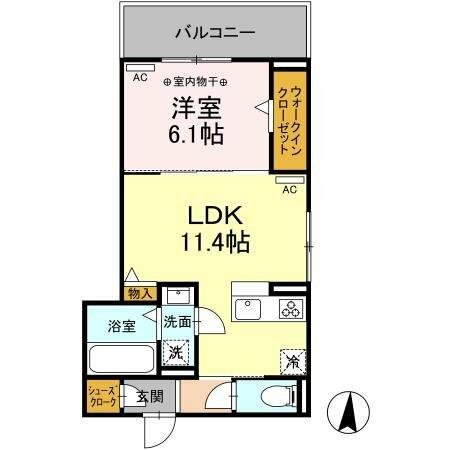 ヘリテージ 301｜愛知県名古屋市瑞穂区下坂町４丁目(賃貸アパート1LDK・3階・42.36㎡)の写真 その2