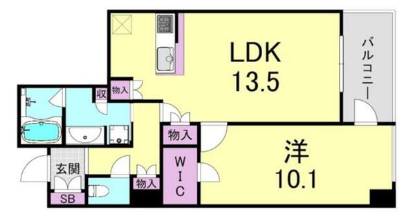 大阪府大阪市中央区東心斎橋１丁目(賃貸マンション1LDK・32階・63.76㎡)の写真 その2