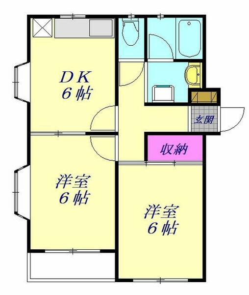 埼玉県鴻巣市稲荷町(賃貸マンション2DK・2階・41.48㎡)の写真 その2