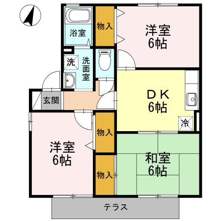 アネックスＡ棟 103｜佐賀県唐津市鏡(賃貸アパート3DK・1階・55.33㎡)の写真 その2