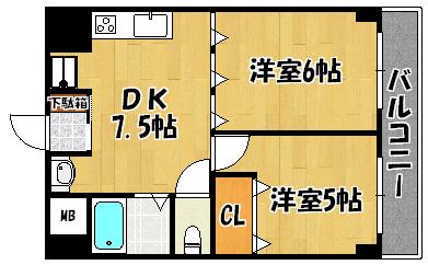 兵庫県神戸市西区南別府４丁目(賃貸マンション2DK・4階・38.00㎡)の写真 その2