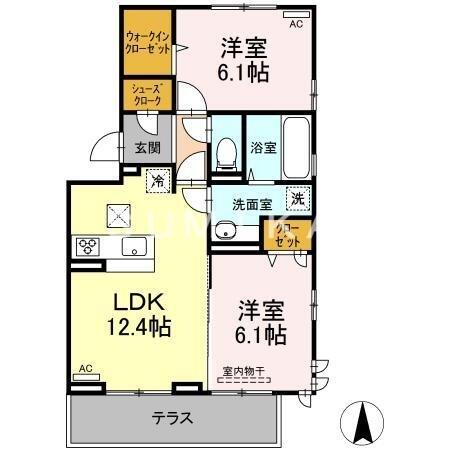 紬－Ｔｓｕｍｕｇｉ－｜岡山県岡山市中区高屋(賃貸アパート2LDK・1階・58.37㎡)の写真 その2