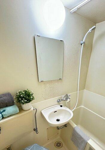 画像7:バスルームにある洗面台です！鏡の前で身支度ばっちりできちゃいます◎