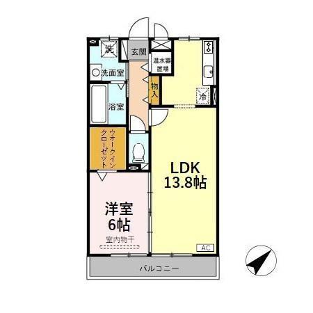 富山県高岡市古定塚(賃貸アパート1LDK・2階・49.57㎡)の写真 その2