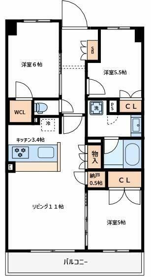 オハナ橋本 5F｜神奈川県相模原市緑区西橋本１丁目(賃貸アパート3SLDK・5階・70.04㎡)の写真 その2