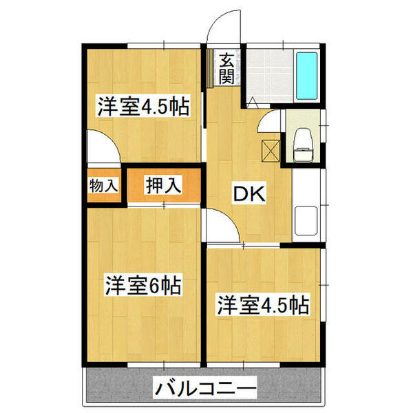 博ハイツ 102｜茨城県稲敷郡阿見町うずら野２丁目(賃貸アパート3DK・1階・39.70㎡)の写真 その2