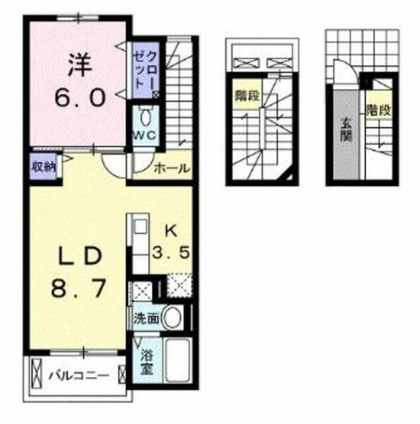 埼玉県東松山市山崎町(賃貸アパート1LDK・3階・53.33㎡)の写真 その2