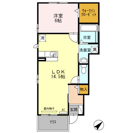 セジュールＫ’ｓⅡ 101｜富山県高岡市清水町２丁目(賃貸アパート1LDK・1階・49.58㎡)の写真 その2