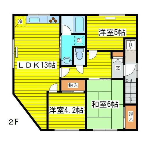 北海道札幌市東区伏古九条３丁目（タウンハウス）の賃貸物件2Fの間取り