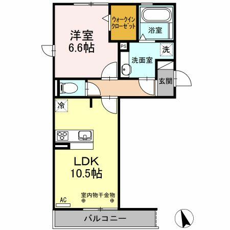 岐阜県岐阜市菅生３丁目(賃貸アパート1LDK・3階・45.01㎡)の写真 その2