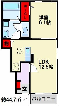 レジデンシア 105｜福岡県遠賀郡水巻町杁２丁目(賃貸アパート1LDK・1階・44.70㎡)の写真 その2