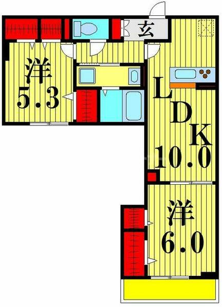 レクシア西新井 102｜東京都足立区西新井５丁目(賃貸アパート2LDK・1階・53.01㎡)の写真 その2