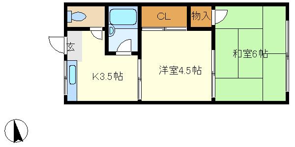 コーポセイゲツ西棟 205｜兵庫県神戸市垂水区東垂水１丁目(賃貸アパート2DK・2階・35.00㎡)の写真 その2