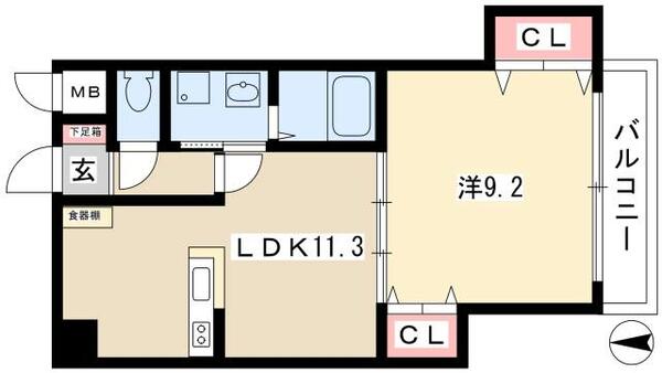 プロビデンス葵タワー 205｜愛知県名古屋市東区葵２丁目(賃貸マンション1LDK・2階・45.76㎡)の写真 その2