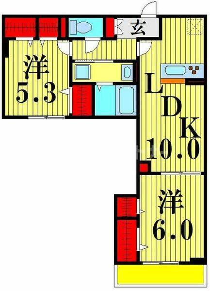 レクシア西新井｜東京都足立区西新井５丁目(賃貸アパート2LDK・1階・53.01㎡)の写真 その2