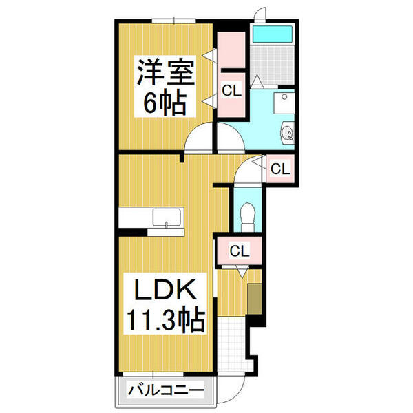 長野県松本市筑摩１丁目(賃貸アパート1LDK・1階・44.18㎡)の写真 その2
