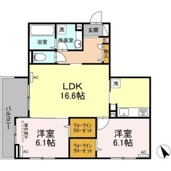 プリュスフォンテーヌ 103｜山口県周南市昭和通１丁目(賃貸アパート2LDK・1階・68.03㎡)の写真 その2