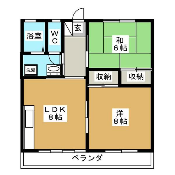 シティハイツグリーンパーク 201｜長野県長野市大字石渡(賃貸アパート2DK・2階・45.40㎡)の写真 その2