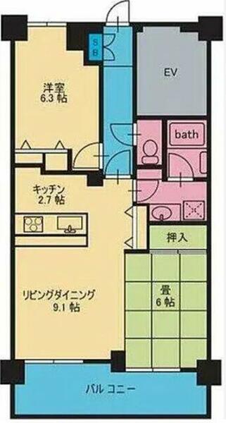 東急ドエル・アルス稲毛園生町｜千葉県千葉市稲毛区園生町(賃貸マンション1LDK・6階・56.23㎡)の写真 その2